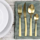 Tortoise Effect Satin Gold Steel Cutlery Set 24 Pieces - Rock Viadurini