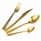 Tortoise Effect Satin Gold Steel Cutlery Set 24 Pieces - Rock Viadurini