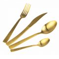 Tortoise Effect Satin Gold Steel Cutlery Set 24 Pieces - Rock