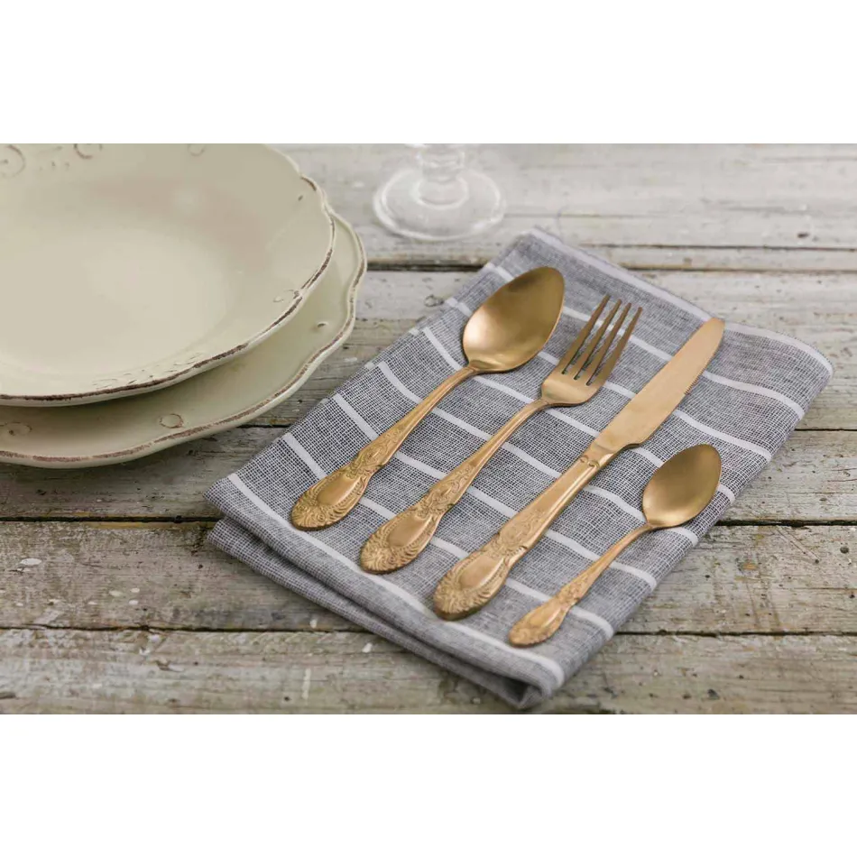 Cutlery Set Colored Satin Steel Complete 24 Pieces Design - Fantasy Viadurini