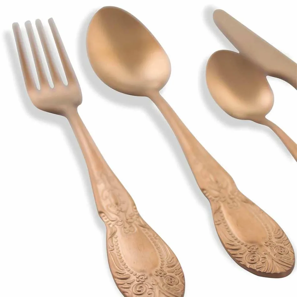 Cutlery Set Colored Satin Steel Complete 24 Pieces Design - Fantasiapos Viadurini