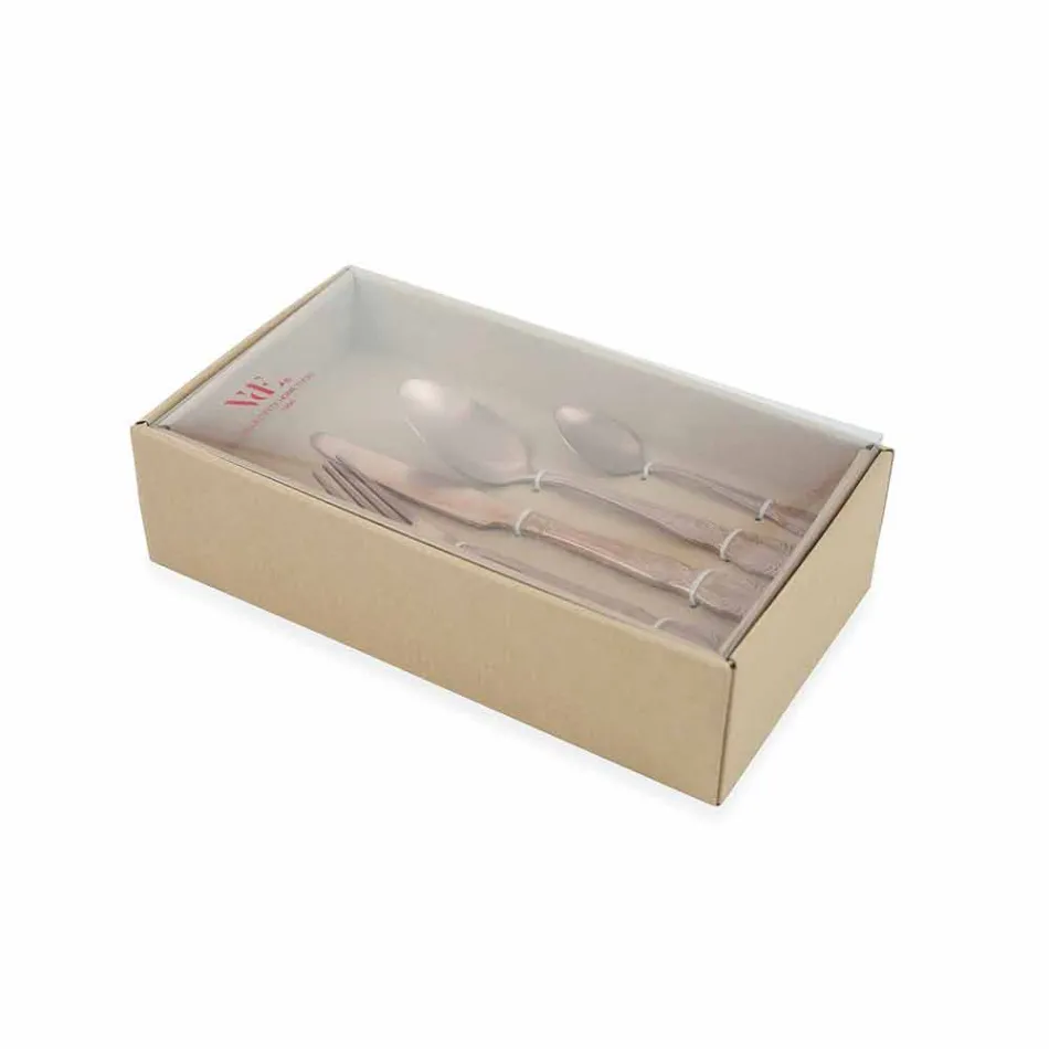 Cutlery Set Colored Satin Steel Complete 24 Pieces Design - Fantasiapos Viadurini