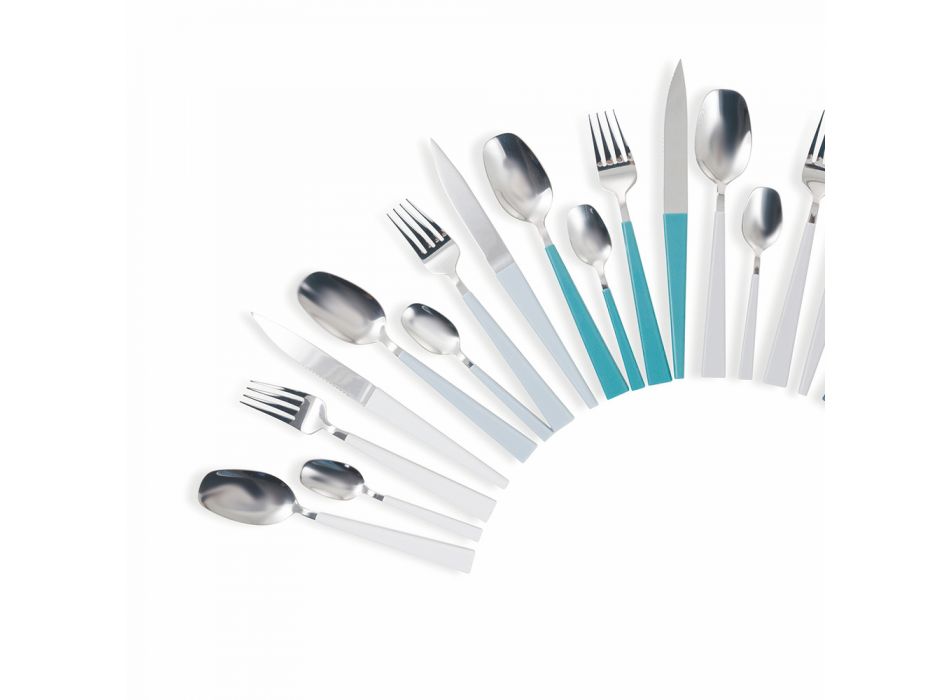 Colored Steel Cutlery Set Complete with Design 24 Pieces - Backdrop Viadurini
