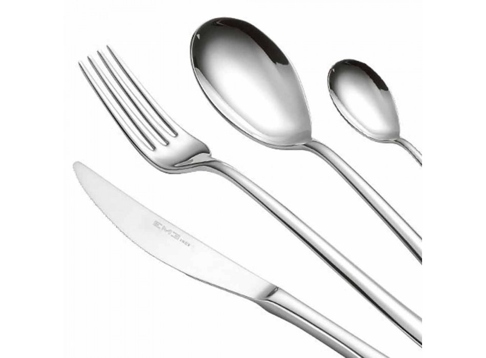Complete Cutlery Set in Polished Stainless Steel Modern Design 24 Pieces - Sharpy Viadurini
