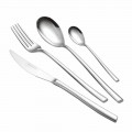 Complete Cutlery Set in Polished Stainless Steel Modern Design 24 Pieces - Sharpy