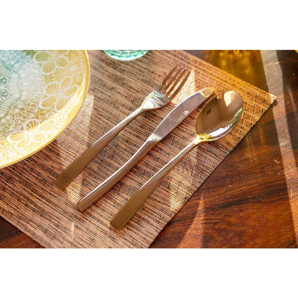 Luxury Cutlery Set in Steel 24 Pieces Complete with Design - Wisconsin Viadurini