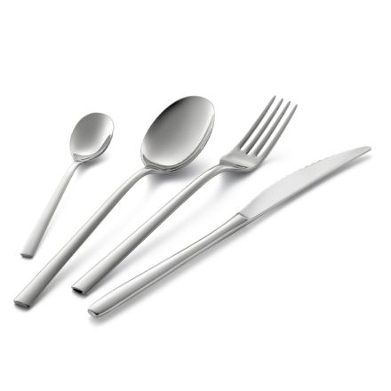 Square Design Polished Stainless Steel Cutlery Set 24 Pieces - Bumbun Viadurini