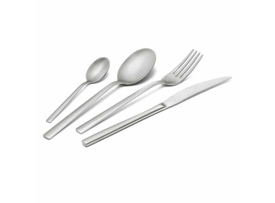 Cutlery Set in Sandblasted Stainless Steel 24 Pieces of Elegant Design - Ronfo Viadurini