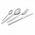 Cutlery Set in Sandblasted Stainless Steel 24 Pieces of Elegant Design - Ronfo
