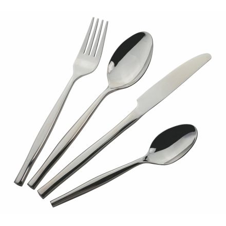Minimal Design Polished Steel Cutlery Set 24 Pieces - Intramont Viadurini