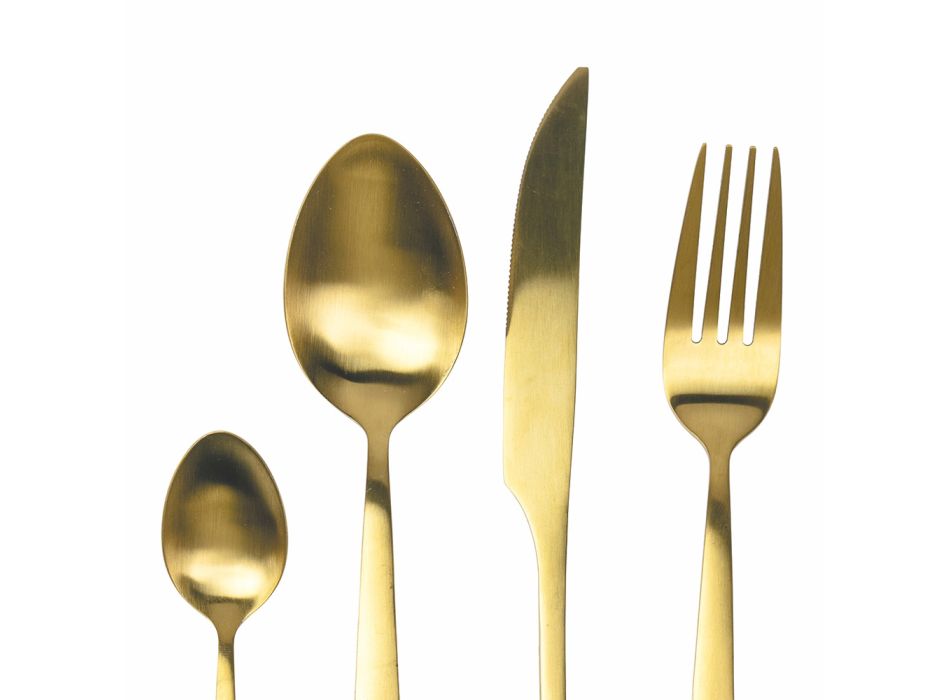 24 Pieces Silver, Gold or Copper Matt Steel Cutlery Set - Borough Viadurini