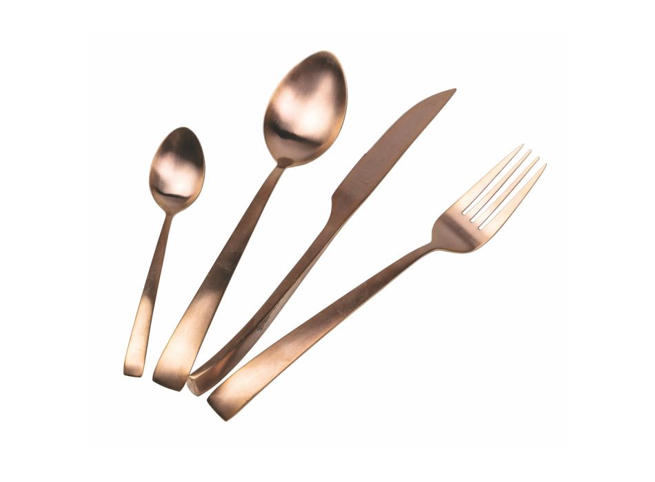 24 Pieces Silver, Gold or Copper Matt Steel Cutlery Set - Borough Viadurini