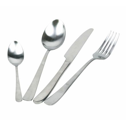 Flat Rounded Design Steel Cutlery Set 24 Pieces - Shiatzu Viadurini