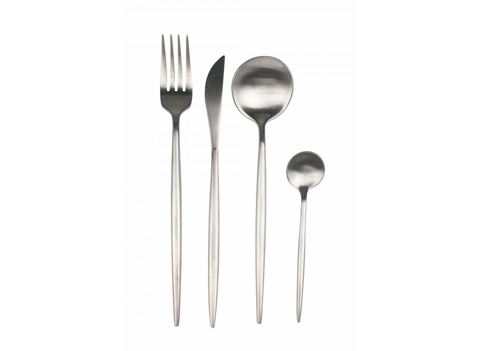 24 Pieces Matte Black, Gold or Silver Cutlery Set - Patinero Viadurini