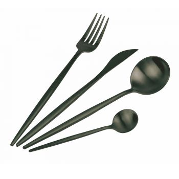 24 Pieces Matte Black, Gold or Silver Cutlery Set - Patinero