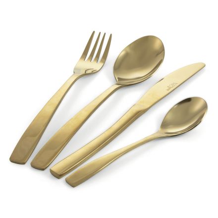 Luxury Design Polished Gold Steel Cutlery Set 24 Pieces - Wisconsin Viadurini