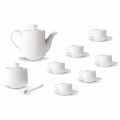 Coffee Cup Set in White Porcelain Design Stackable 15 Pieces - Samantha