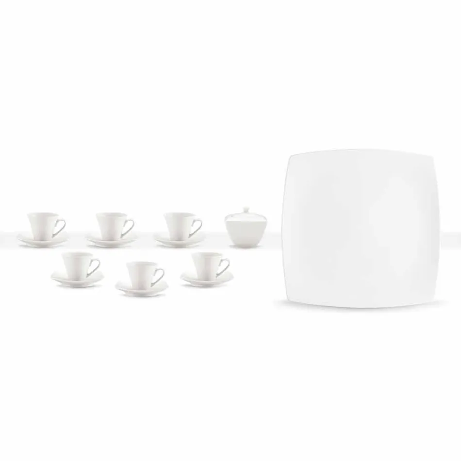White Porcelain Coffee Cups Service Modern Design 8 Pieces - Duomo Viadurini