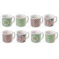 Breakfast Cups Service in Colored Bone China and Decorations 8 Pcs - Granaries