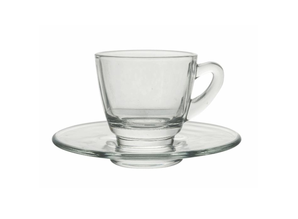 Transparent Glass Coffee Cup Service with Saucer 12 Pieces - Elettra Viadurini