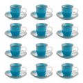 Coffee Cups Service with Saucer in Turquoise Stoneware 12 Pcs - Abruzzo
