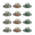 Bone China Coffee Cup Service with Saucer 12 Pieces - Ballet