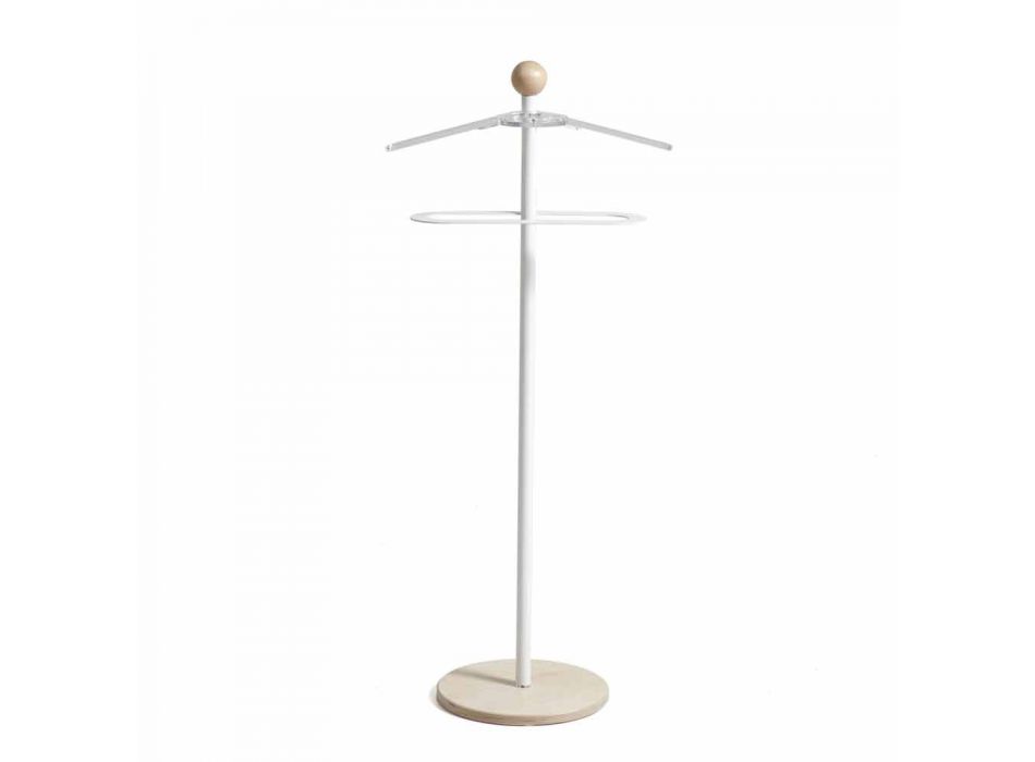 Valet stand in white painted metal and Fedor natural wood base Viadurini