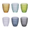 Set of 12 Water Glasses 300 ml in Colored Glass and Relief Work - Mermaid
