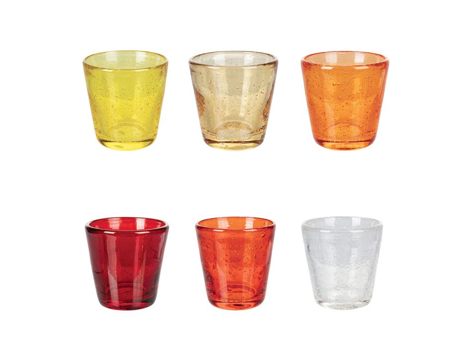 Set of 12 Liqueur Glasses 70 ml in Blown Glass Paste - Rainbow Viadurini