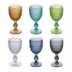 Set of 12 Goblets 210 ml in Colored Glass and Relief Work - Sunset Viadurini