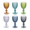 Set of 12 Goblets 210 ml in Colored Glass and Relief Work - Sunset