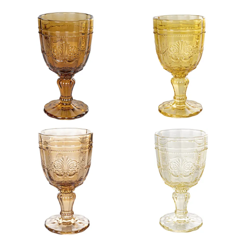 Set of 12 Glass Goblets 265 ml with Arabesque Decoration - Arabic Viadurini