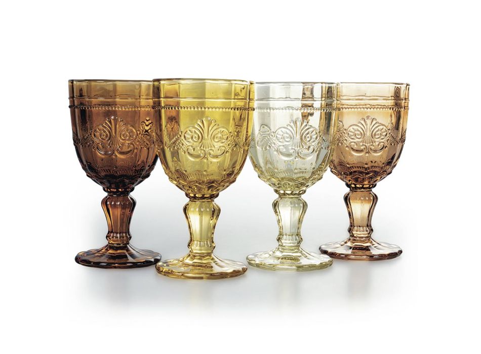 Set of 12 Glass Goblets 265 ml with Arabesque Decoration - Arabic Viadurini