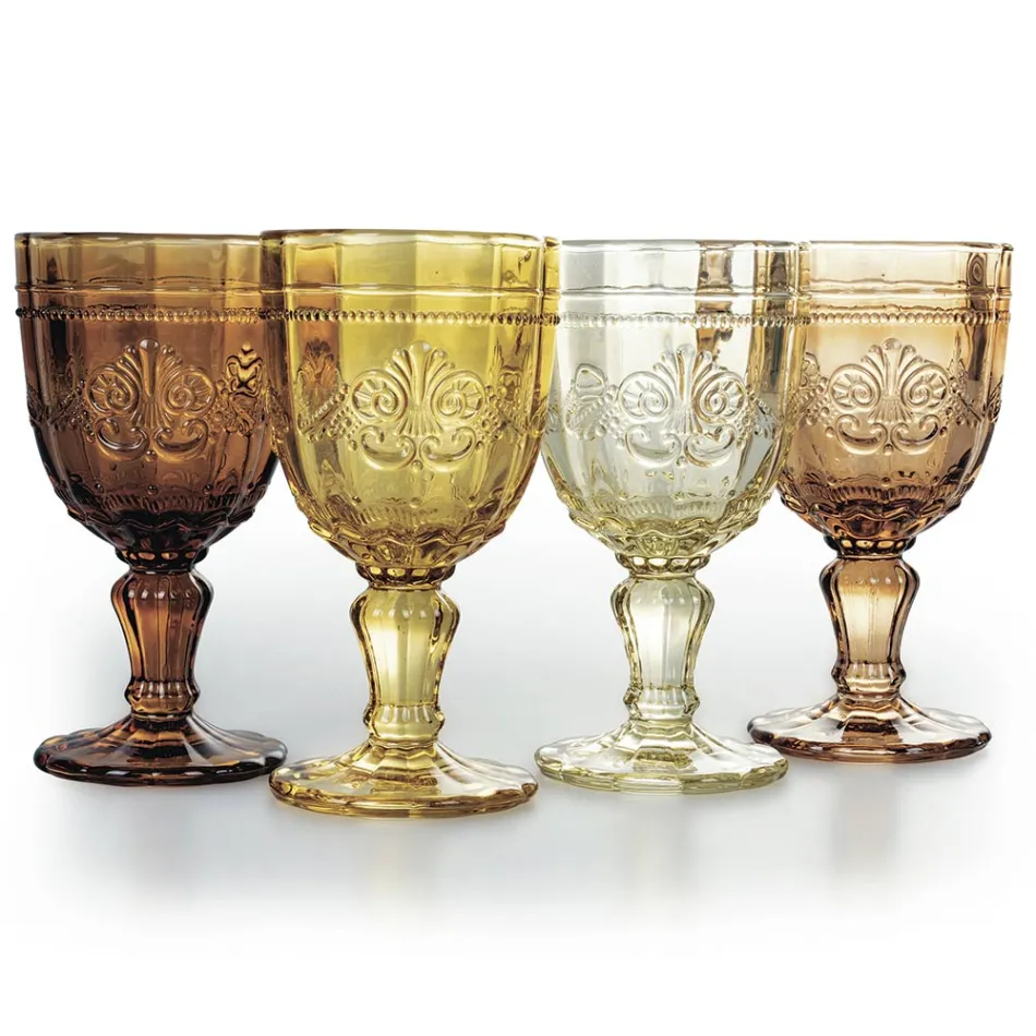 Set of 12 Glass Goblets 265 ml with Arabesque Decoration - Arabic Viadurini