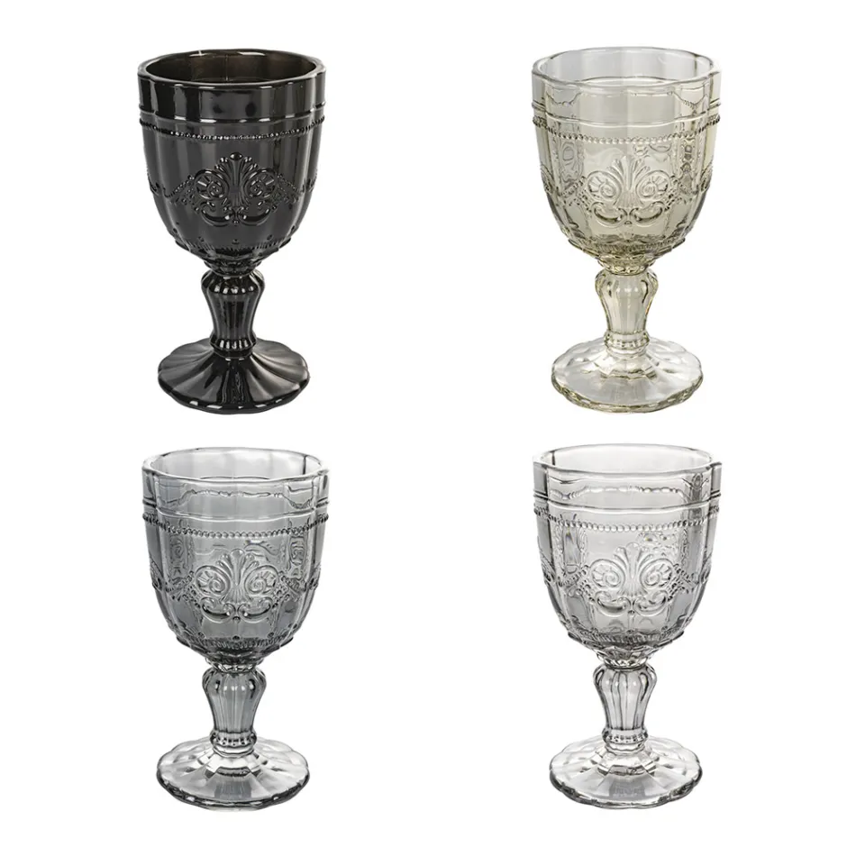 Set of 12 Glass Goblets 265 ml with Arabesque Decoration - Arabic Viadurini
