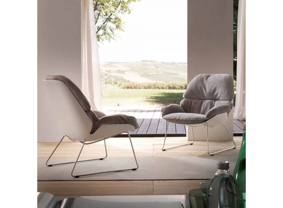 Set of 2 armchairs in white polypropylene and soft birch gray cushion Viadurini