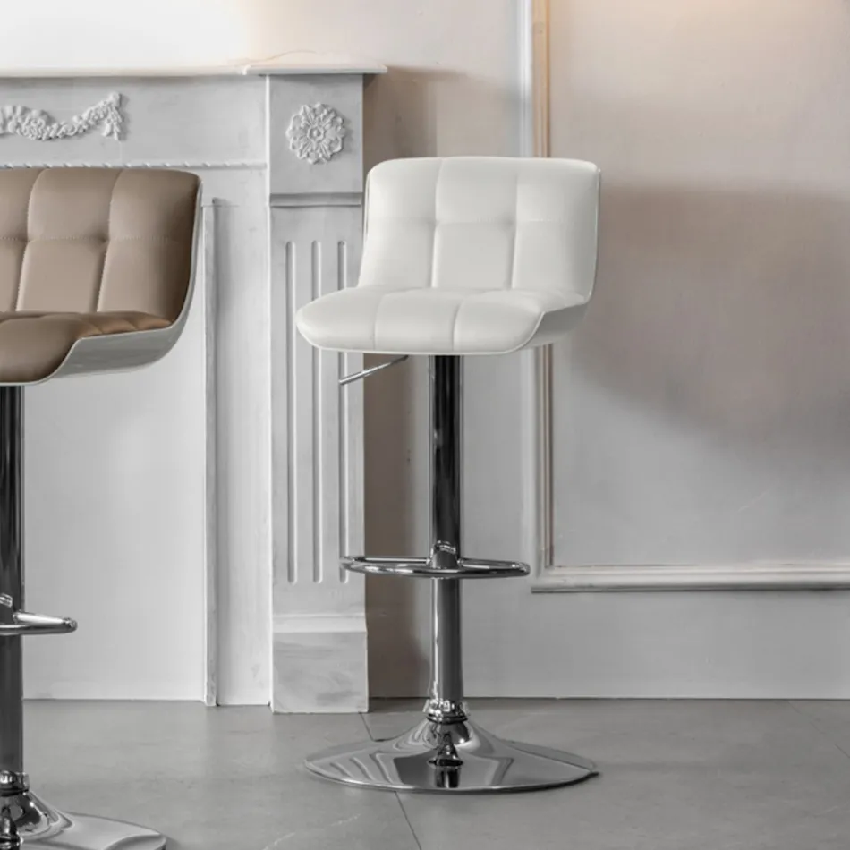 Set of 2 Ida designer padded stools, height adjustable Viadurini