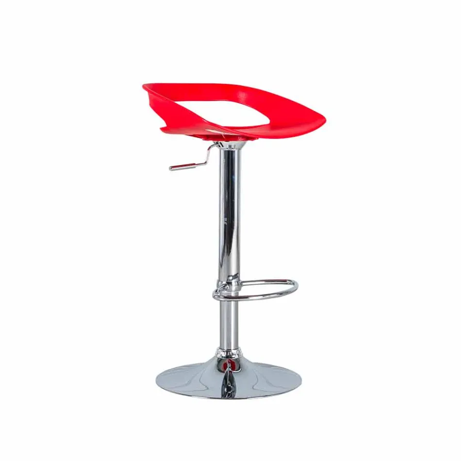 September 2 stools in chrome metal and pvc Aldo, modern design Viadurini