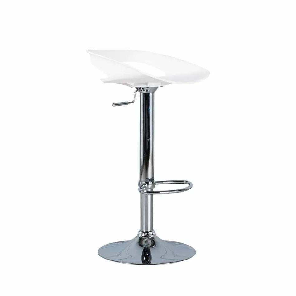September 2 stools in chrome metal and pvc Aldo, modern design Viadurini