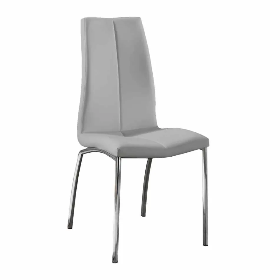 September 4 chairs modern design faux leather and chrome metal Alba Viadurini