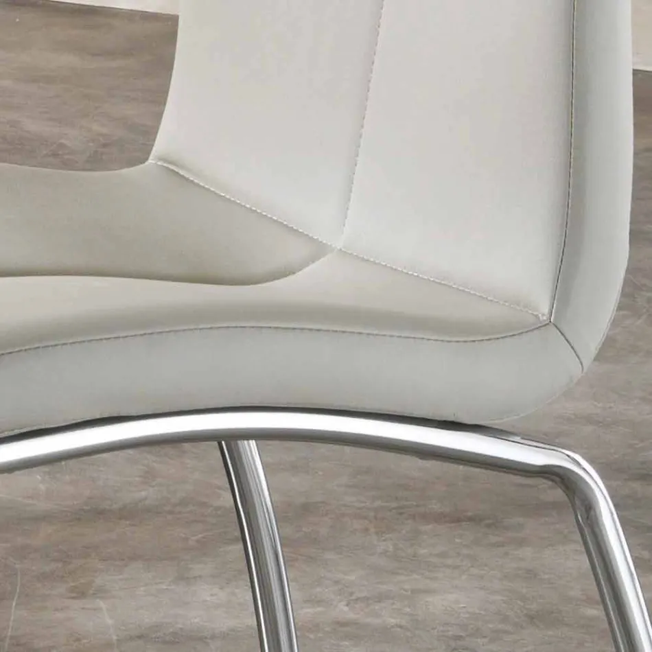 September 4 chairs modern design faux leather and chrome metal Alba Viadurini