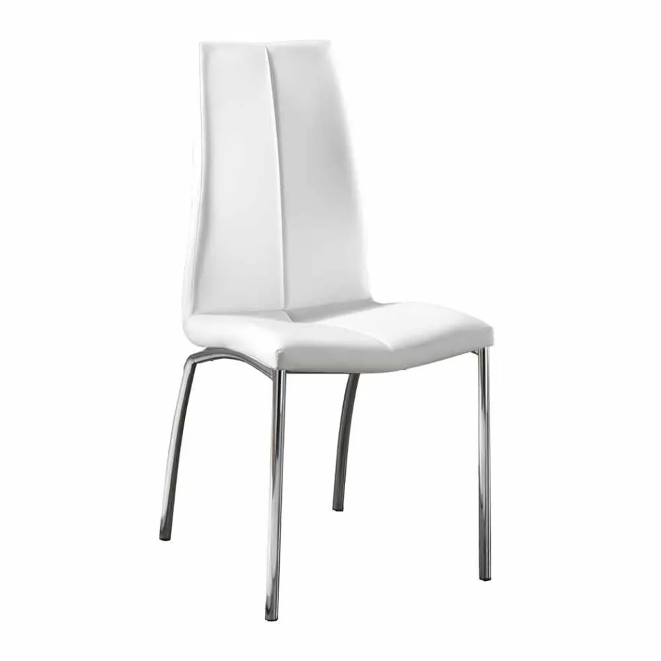 September 4 chairs modern design faux leather and chrome metal Alba Viadurini