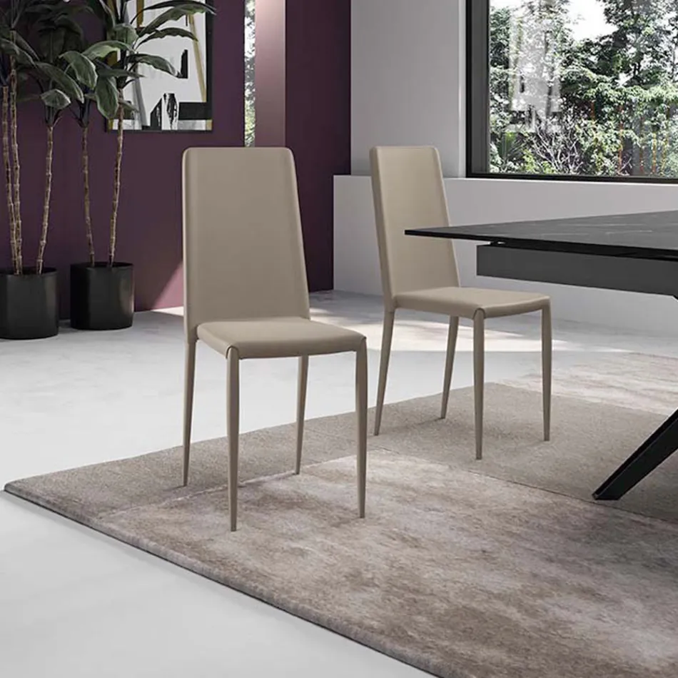 Set of 4 modern chairs in white, gray, or dove gray eco-leather - Dora Viadurini