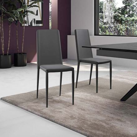 Set of 4 modern chairs in white, gray, or dove gray eco-leather - Dora Viadurini