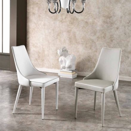 September 4 modern chairs in white or gray imitation leather Ophelia Viadurini