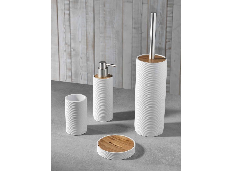 White or Gray Resin Countertop Bathroom Accessories Set - Fox Viadurini