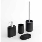 Free Standing Bathroom Accessories Set in Matt Black Resin - Pareo Viadurini