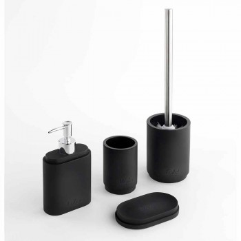 Free Standing Bathroom Accessories Set in Matt Black Resin - Pareo