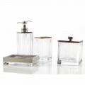 Modern bathroom accessories set made with metal and glass Priola