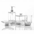 Modern bathroom accessories set in Calacatta marble and glass Carona